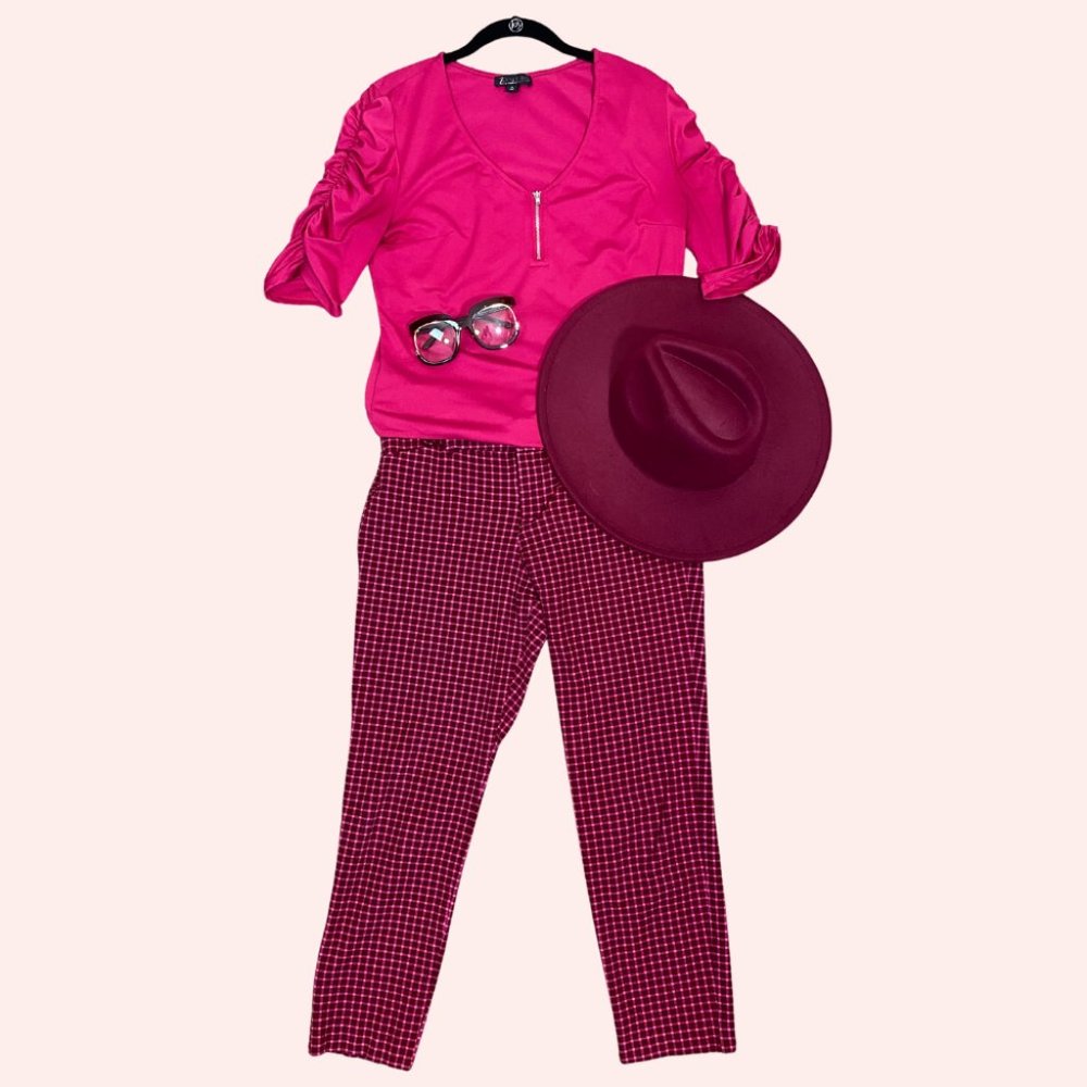 Old Navy Women’s Burgundy/Hot Pink Spandex-blend Pixie Ankle Pants - Size 8